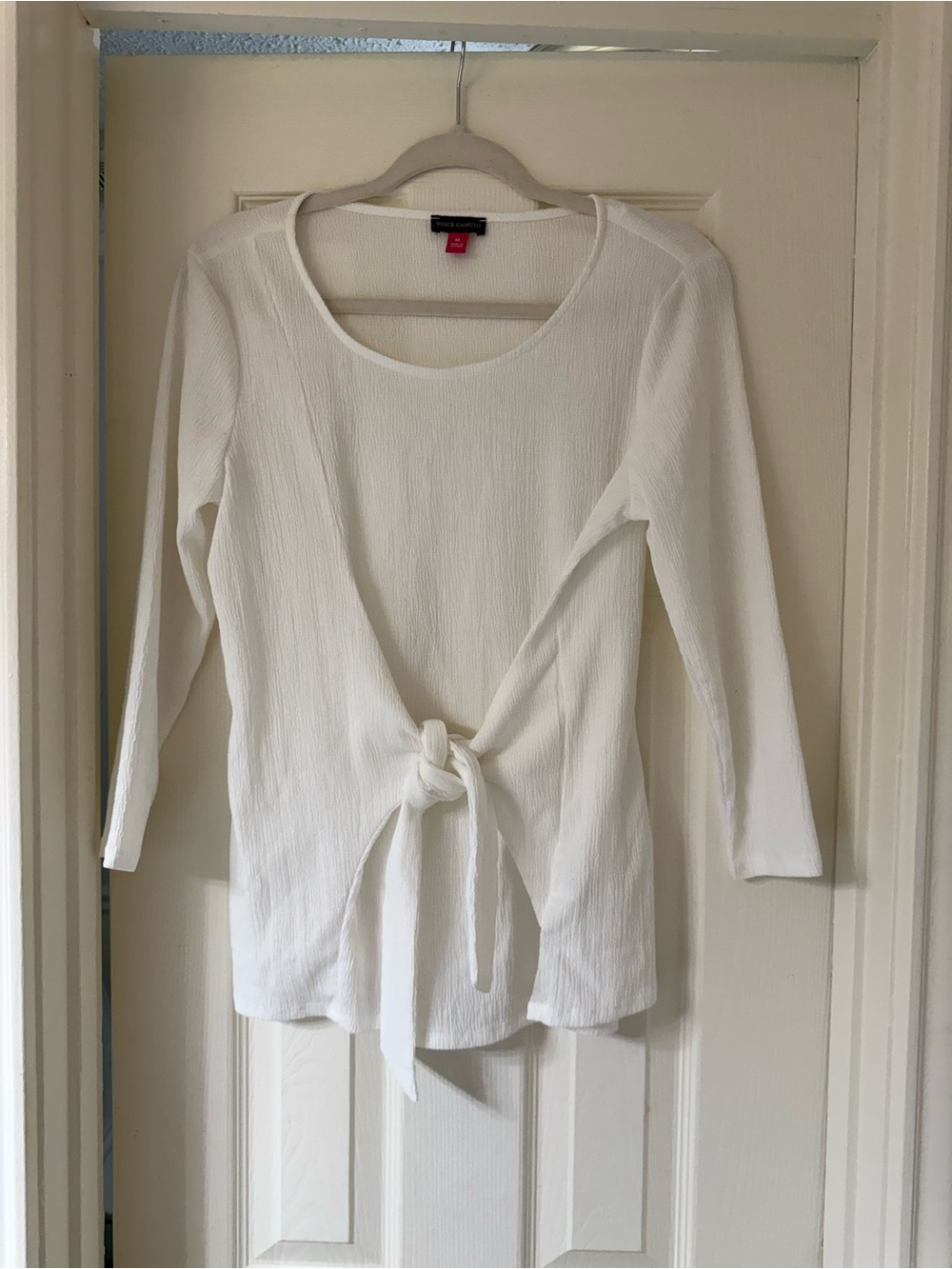 Vince Camuto White Long-Sleeve Tie-Front Tunic